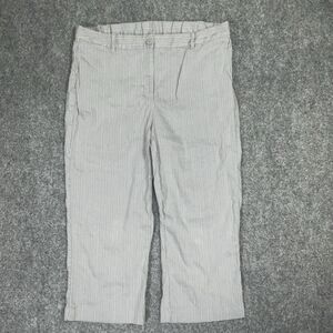 J.Jill Pants Womens Size 18 Gray Striped Cropped Linen Blend